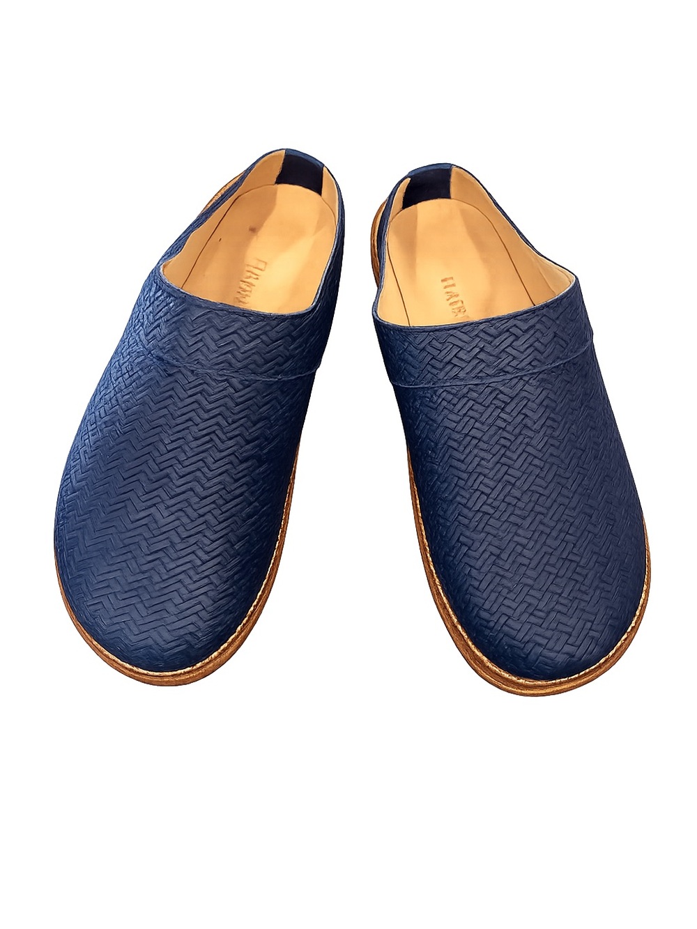 Haflinger Neo Leather Braided Slip-On Clog Mules Navy EU 39